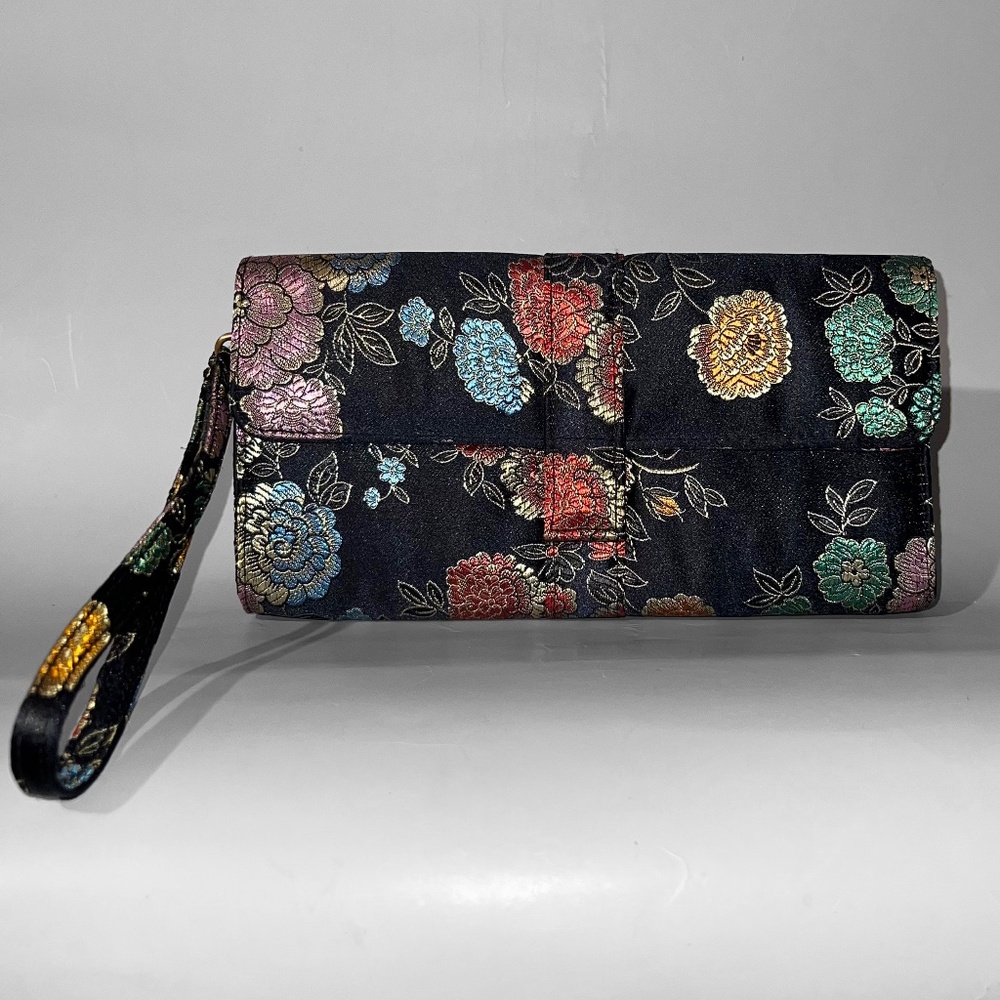 Black Asian Floral Clutch